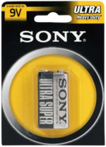 Батарейки Sony  крона 6F22