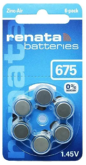 Батарейки Renata ZA 675 BL-6 (бат-ка для слух.,ап-тов 1.4V/640mAh)